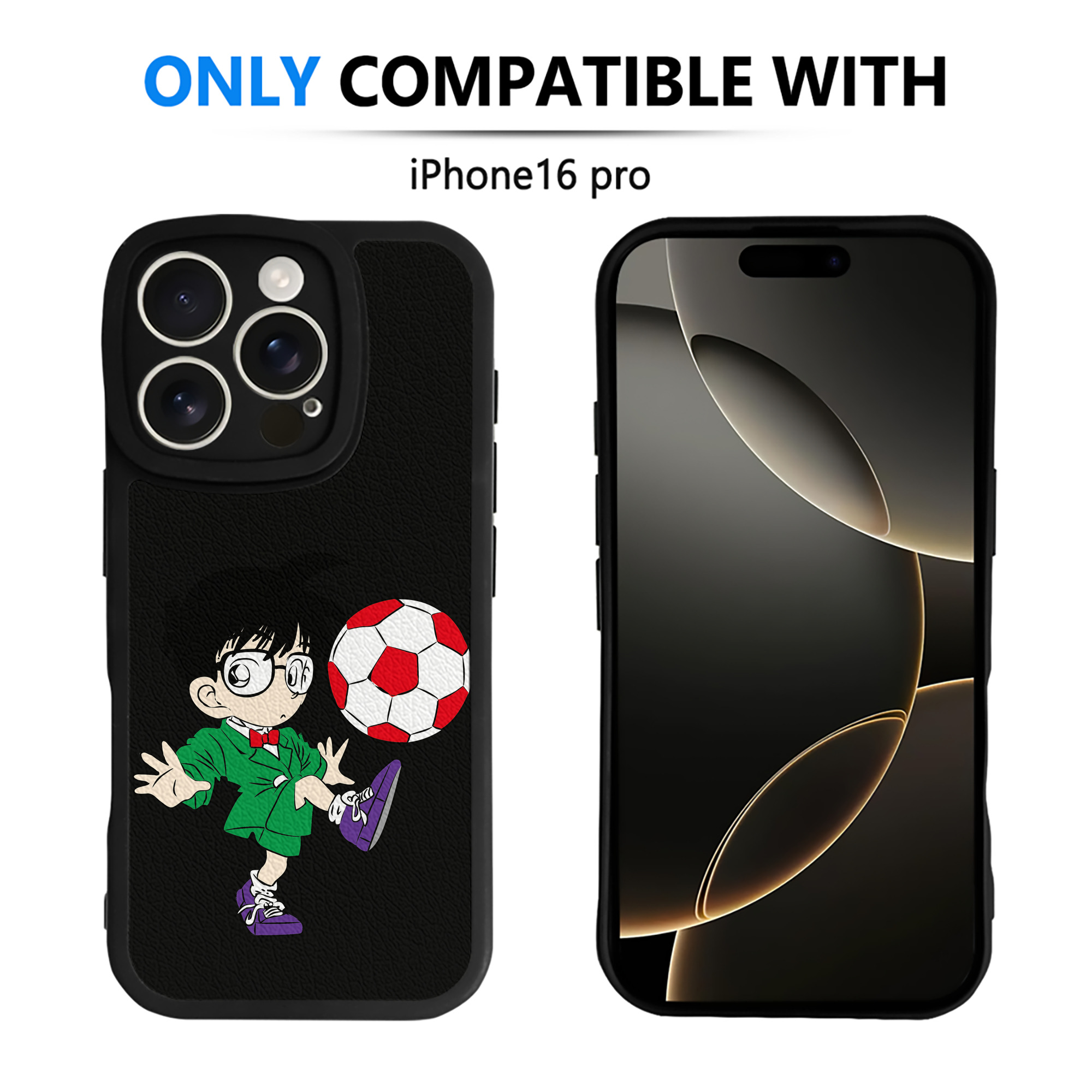 （画像用） 名探偵コナン 江戸川 コナン Detective Conan Conan Edogawa 【iPhone 16シリーズ対応】シリコンスマホケース（レザー調） 材質：シリコン